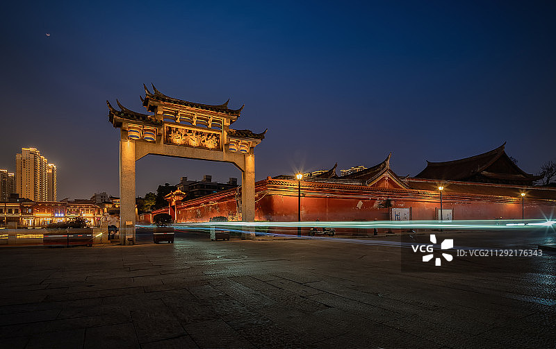 漳州古城牌坊夜色图片素材