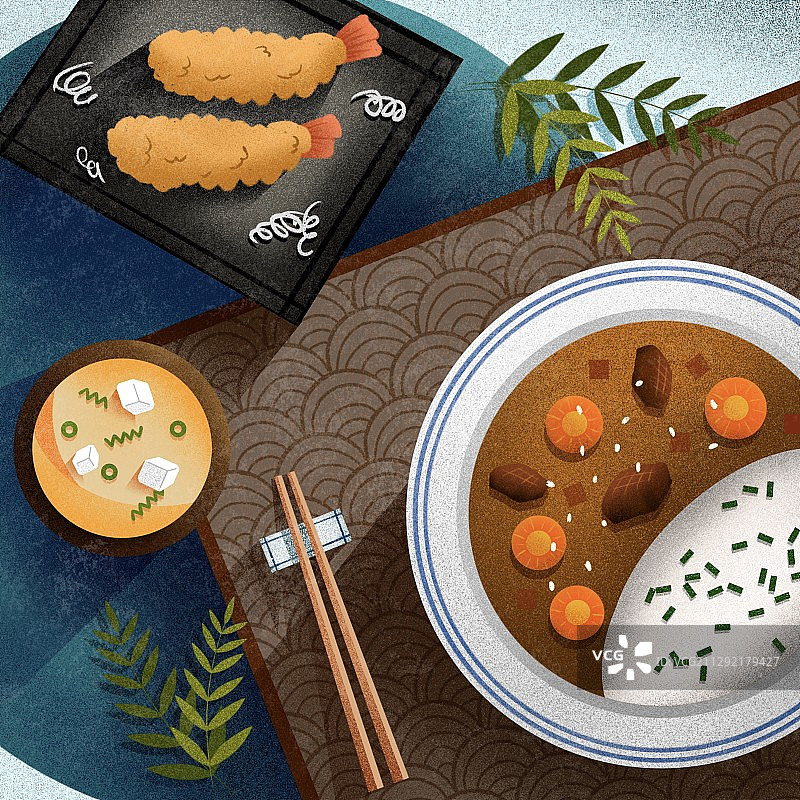 日本美食噪点风插画图片素材