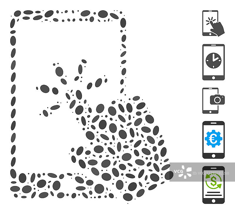椭圆形拼贴点击智能手机图片素材