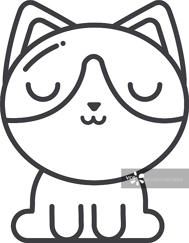 白色背景上的可爱猫咪线条风格图标图片素材