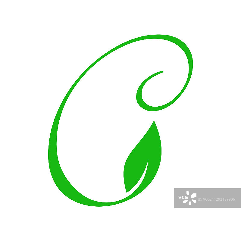 手写首字母叶子C图片素材