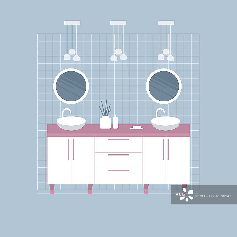 现代白色浴室内部双水槽图片素材