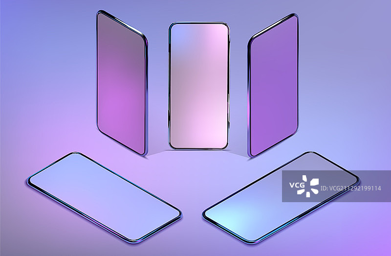 3D等距彩色智能手机图片素材