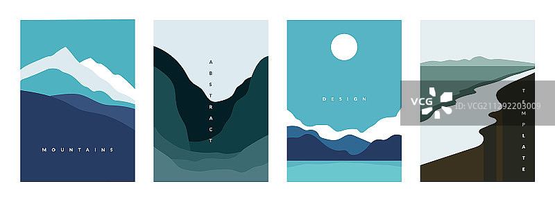 抽象几何山景海报图片素材