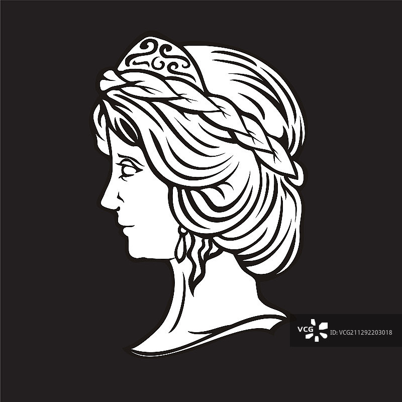 希腊神话中的女神头像雕塑标志图片素材