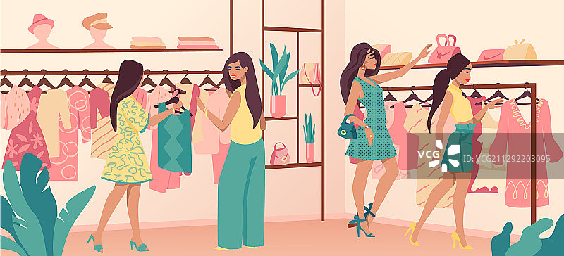 服装店时尚多元的顾客图片素材
