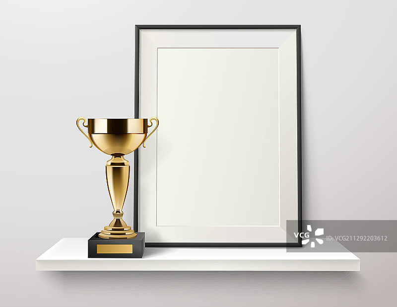 金色奖杯边框构图图片素材