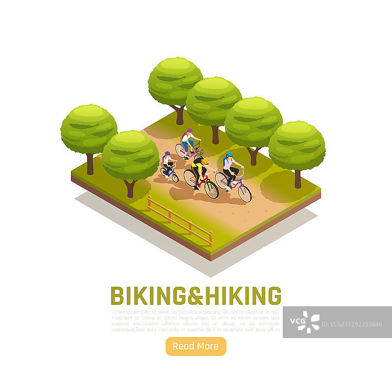 骑行和徒步2.5D构图图片素材