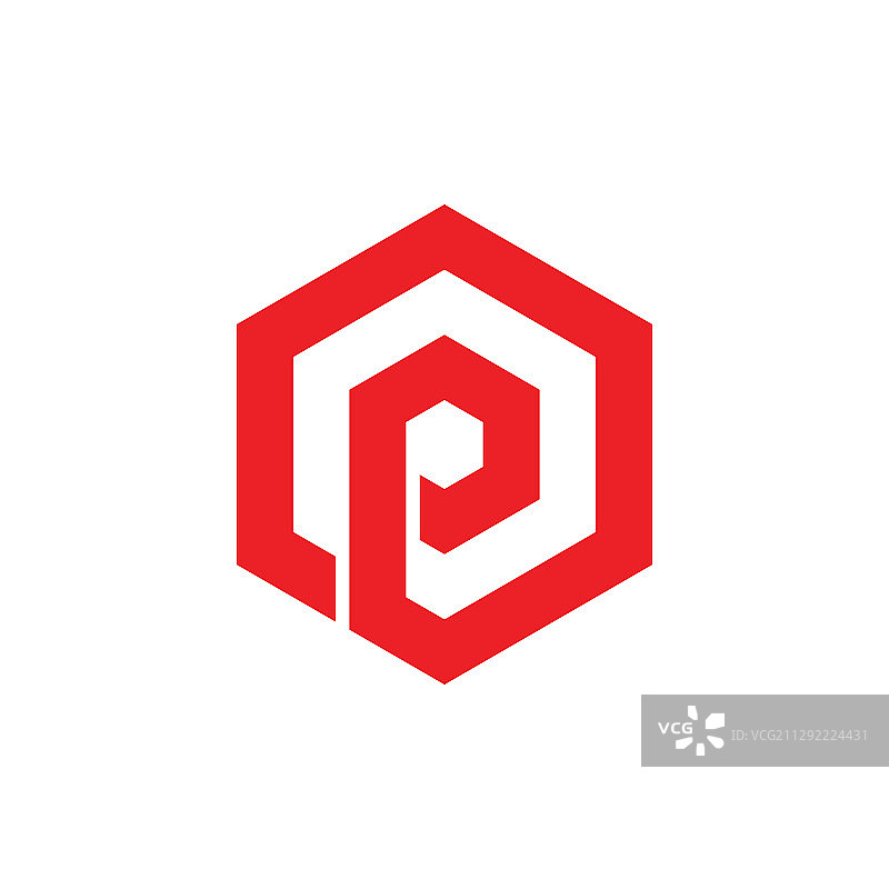 字母P六边形盒子标志图片素材