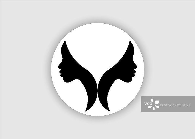 非裔美国女性面部圆形设计Logo图片素材