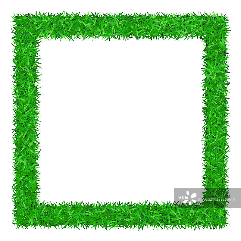 白色背景上的绿色草地3D框架图片素材