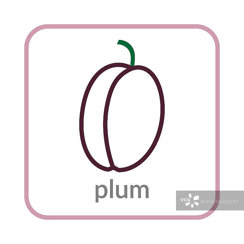 紫色李子图标扁平轮廓标志图片素材