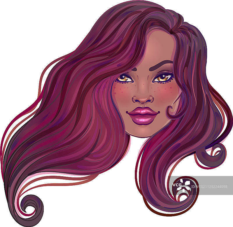 长长的波浪秀发飘逸的漂亮女人图片素材