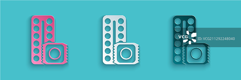 剪纸包装的避孕药图片素材