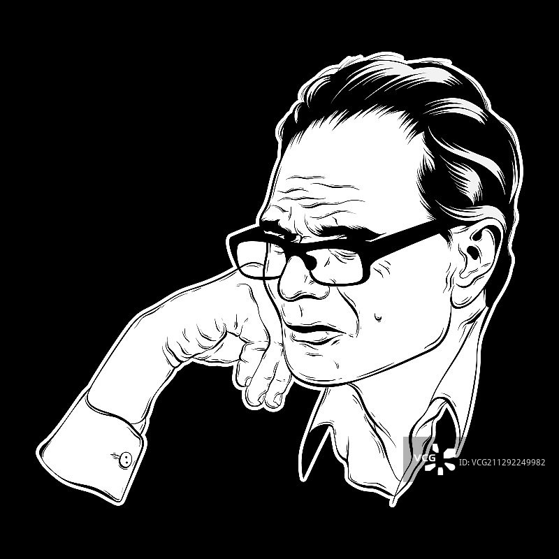 手绘悲伤的老人图片素材