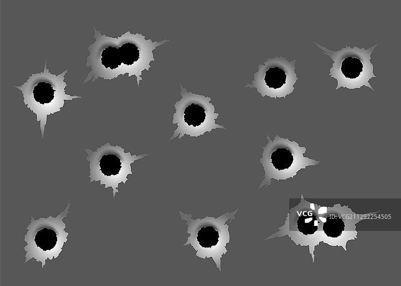 来自不同损坏元素的弹孔图片素材