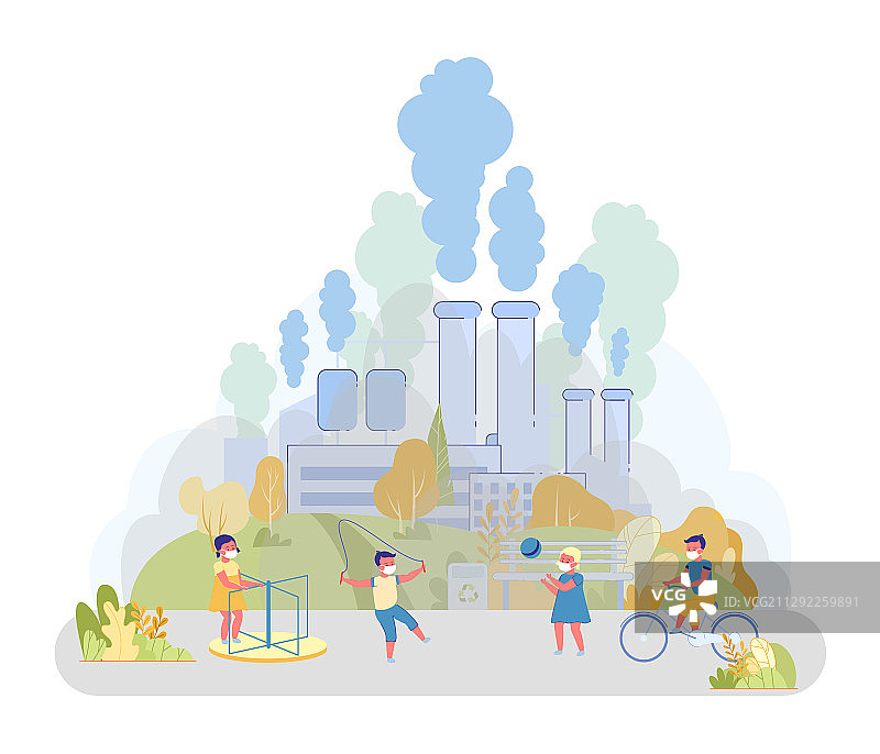 游乐场工厂附近排放废气图片素材