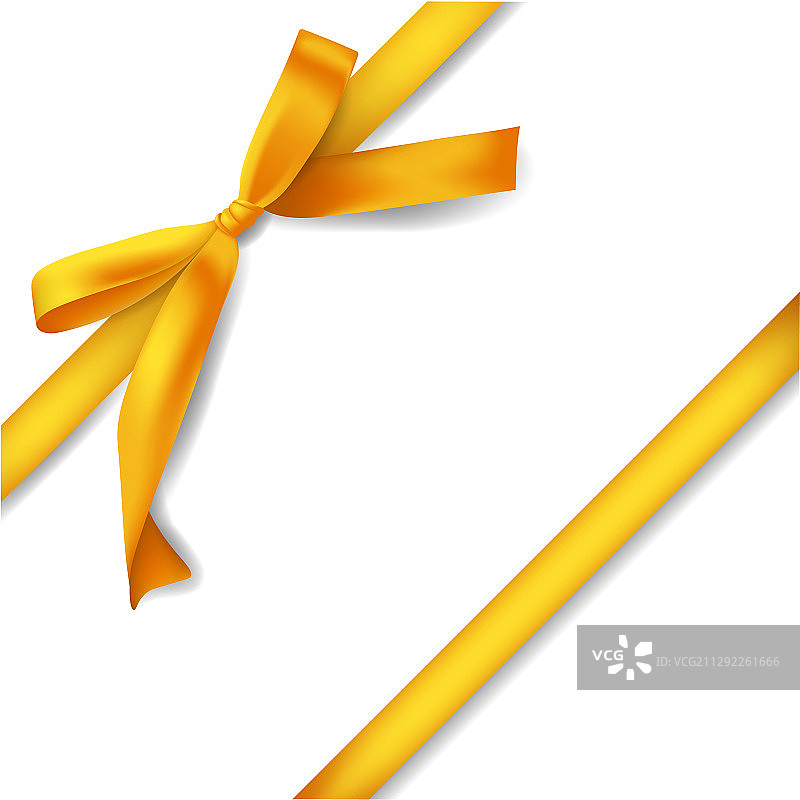 逼真的金色丝带蝴蝶结装饰图片素材