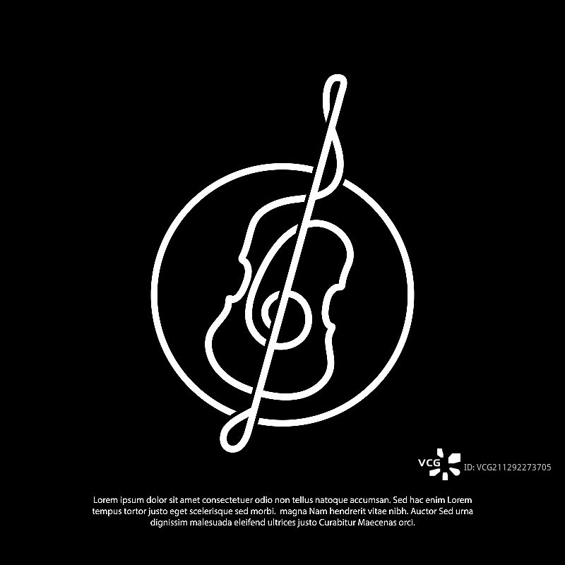 极简线条艺术风格抽象大提琴标志图片素材