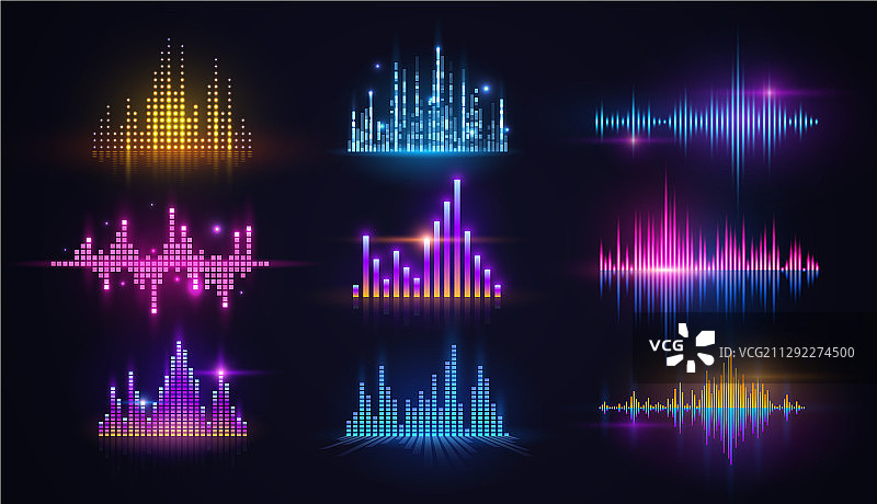 音乐声波氖气均衡器音频技术图片素材