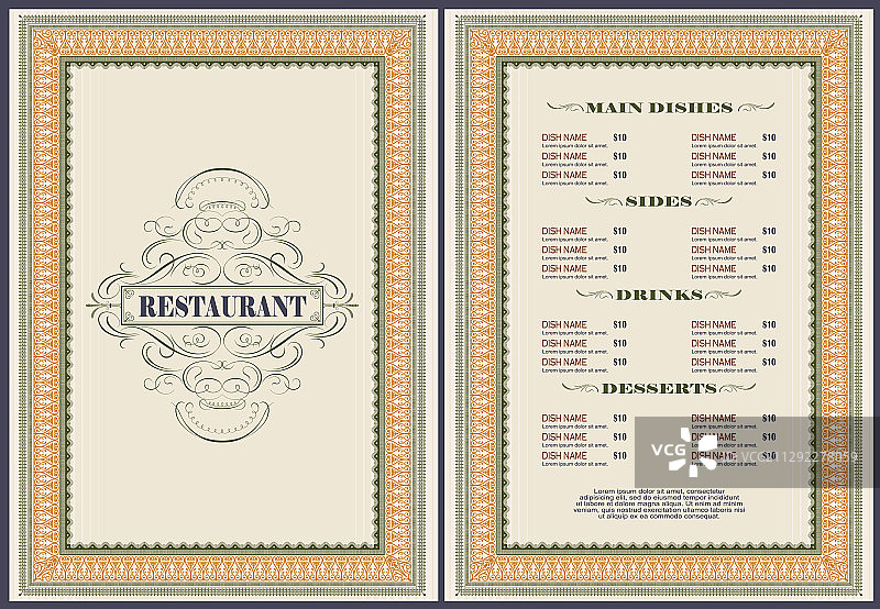 餐厅菜单模板或其他设计图片素材