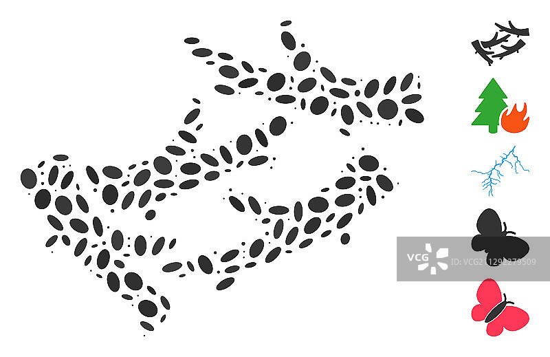 椭圆形拼贴木柴图片素材