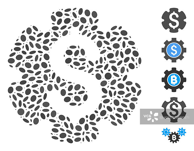 点状马赛克金融齿轮设置图片素材