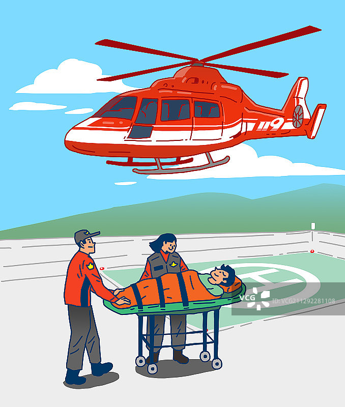 插画：消防员救援安全教育图片素材