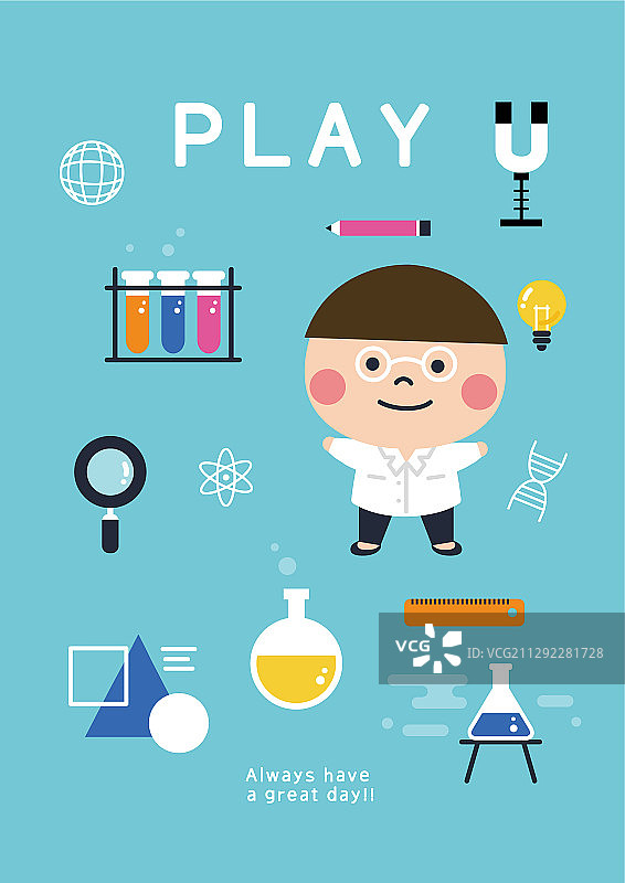 儿童科学实验插画图片素材