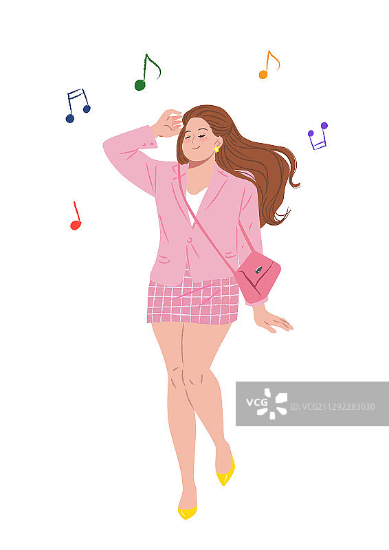 肥胖、自信乐观的女性时尚图片素材