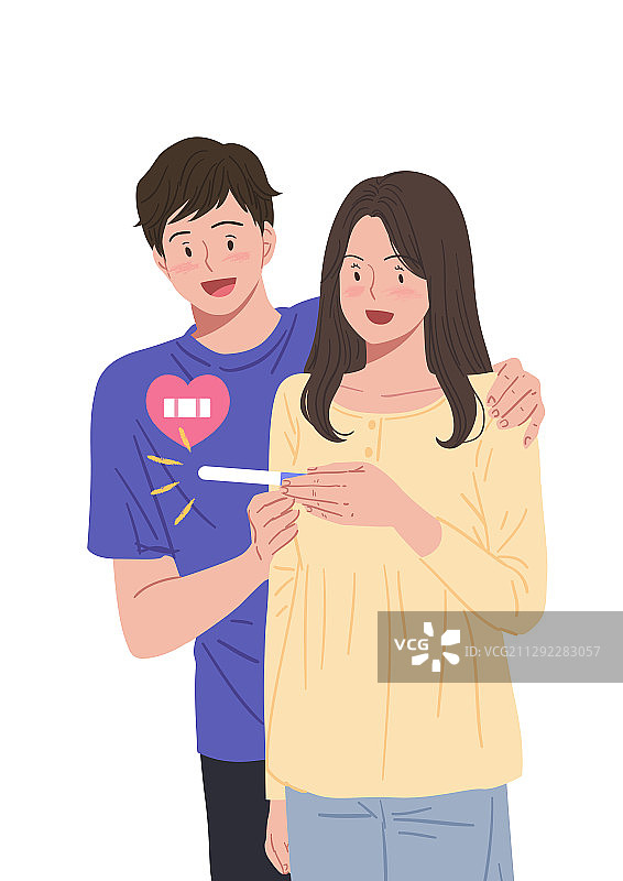 怀孕夫妇和验孕棒图片素材