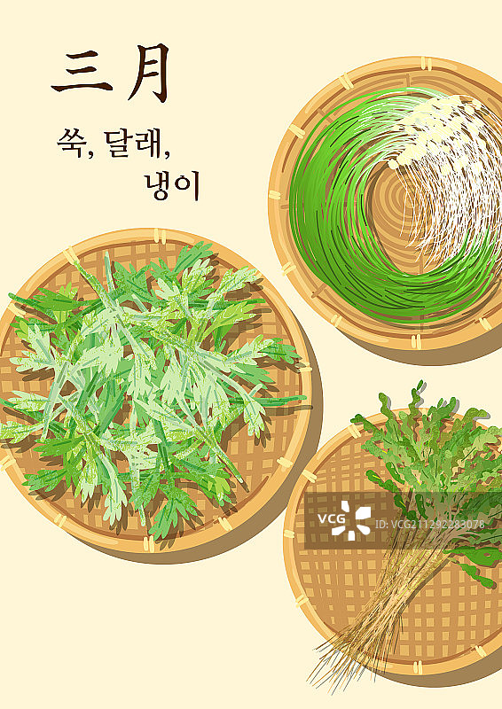 美食，时令美食，顶角拍摄，三月，艾草，舒缓，荠菜图片素材