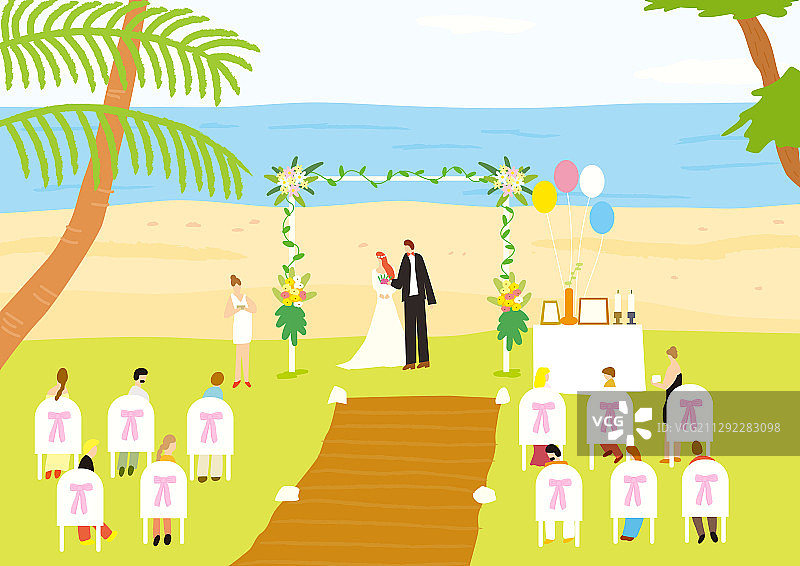婚礼，户外泳池，夏季海滩图片素材