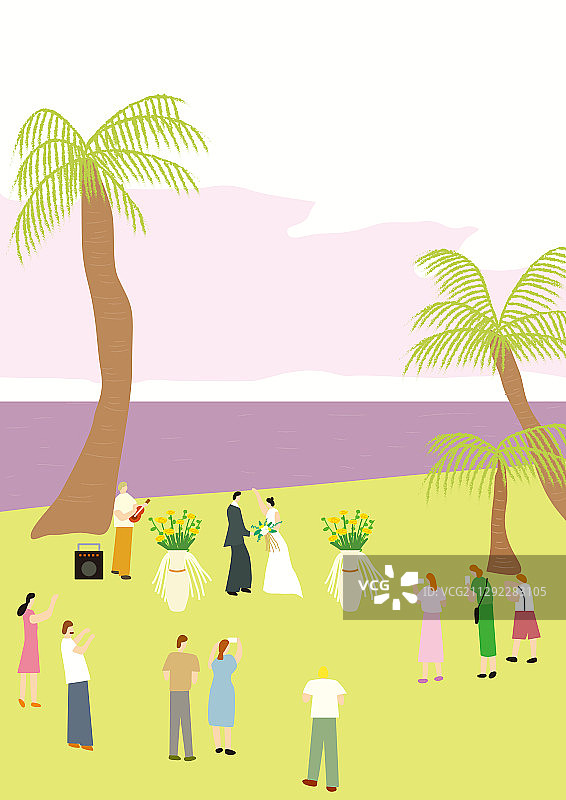 风景，户外夏季海滩日落婚礼图片素材