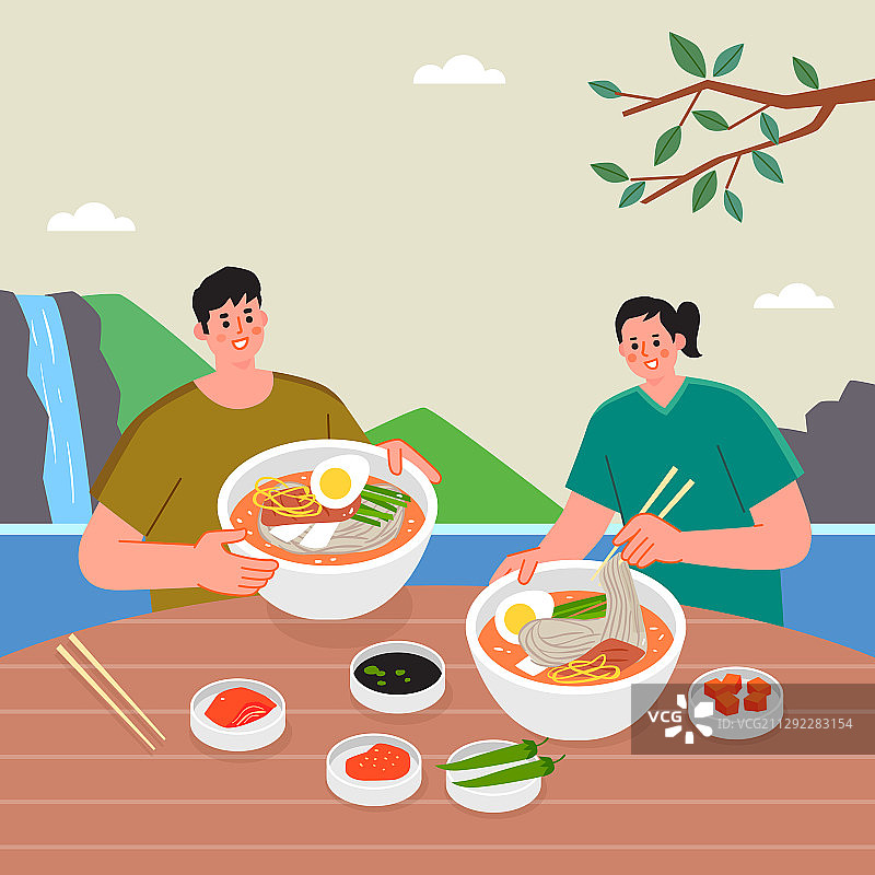 人们，最热的一天，食物，营养，冷面图片素材