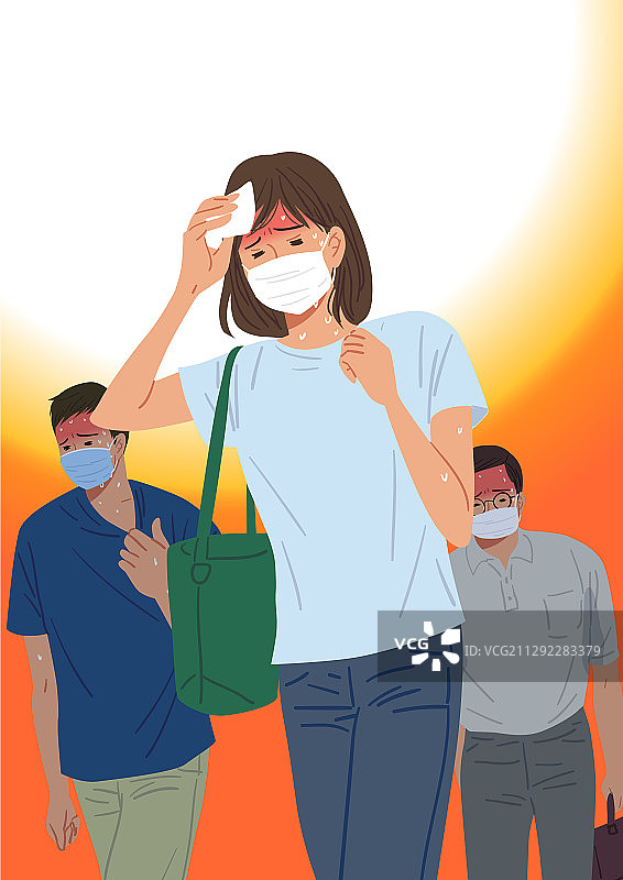 夏季炎热天气下的女性防护图片素材