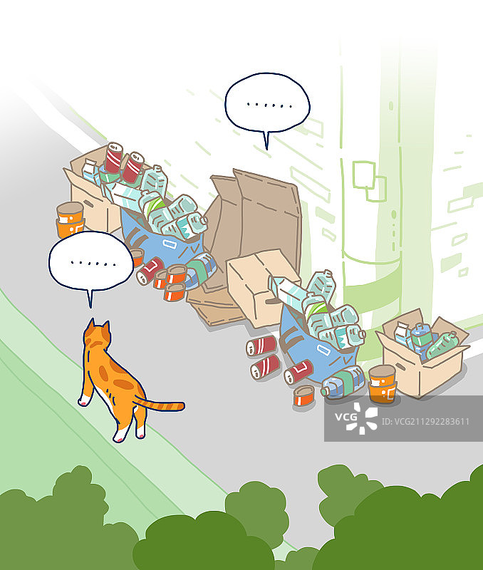 垃圾填埋场回收环保塑料污染插画图片素材