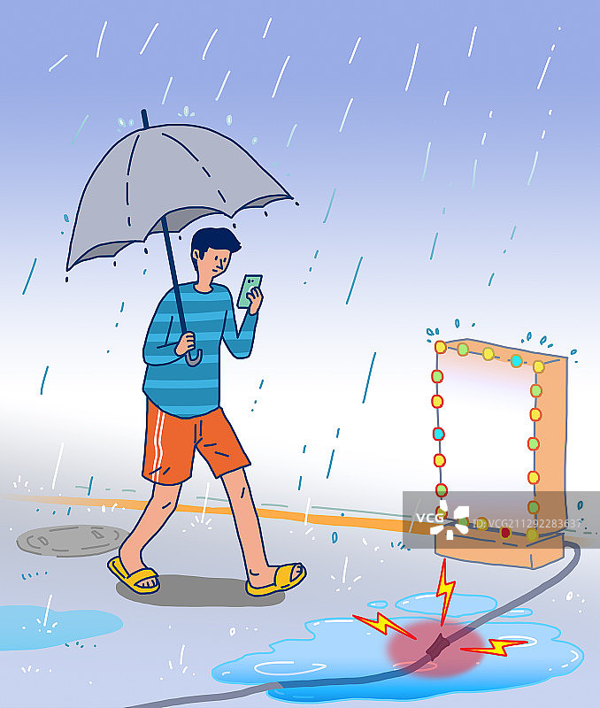 插图，能源资源，夏天，热浪，电力，事故，安全，安全无知图片素材