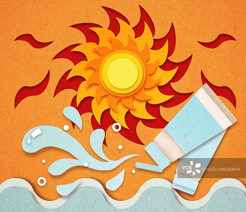 纸艺：炎炎夏日紫外线热浪美妆图片素材