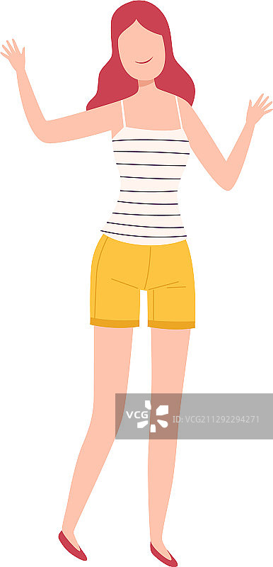 站立着的穿着休闲装的年轻女人图片素材