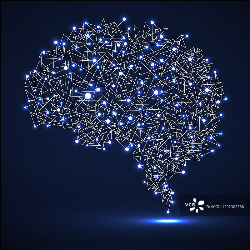 抽象人脑发光点线设计图片素材