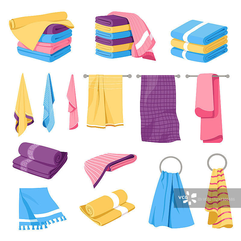 家居纺织品毛巾堆叠图片素材