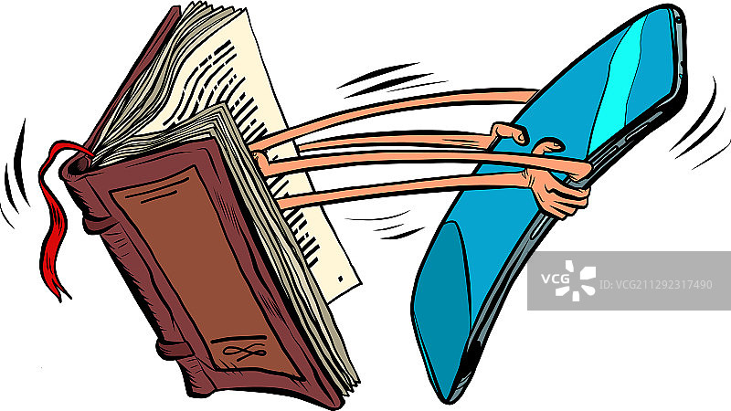 友谊：一本书和一部智能手机图片素材