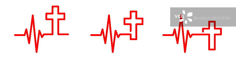 带基督教十字架图标的心跳图片素材