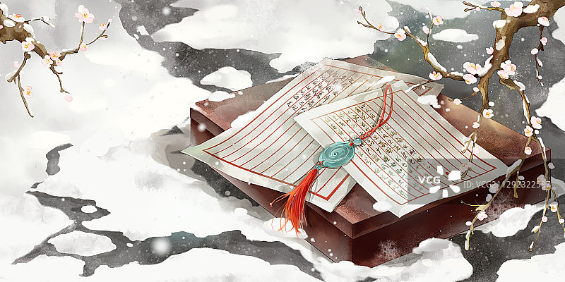 中国风唯美小寒节气创意图片素材