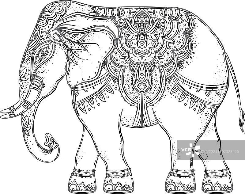 部落风格手绘大象图片素材