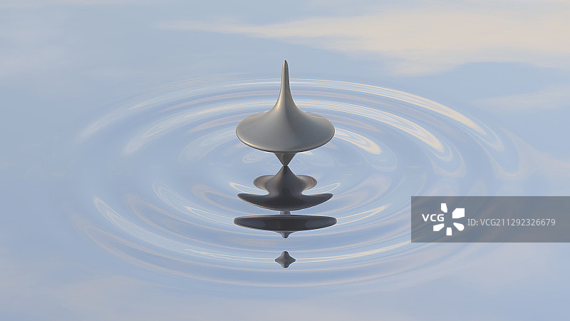 金属陀螺水面波纹创意图图片素材