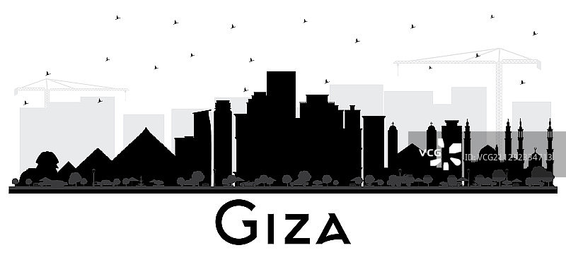 黑色吉萨埃及城市天际线图片素材