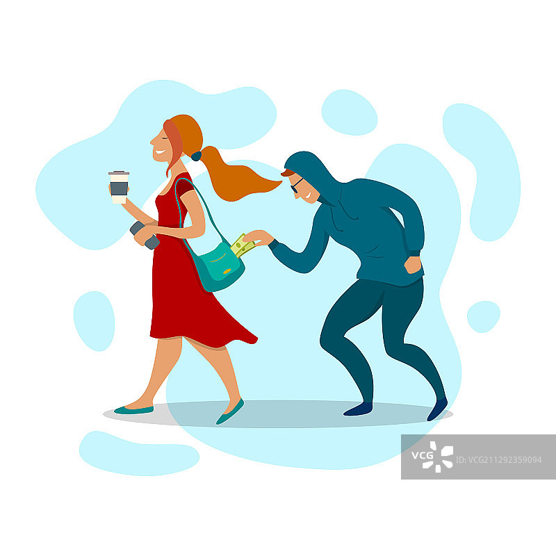 卡通彩色人物扒手图片素材