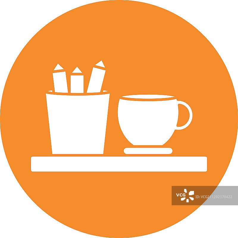 学校铅笔杯和咖啡杯轮廓剪影图片素材